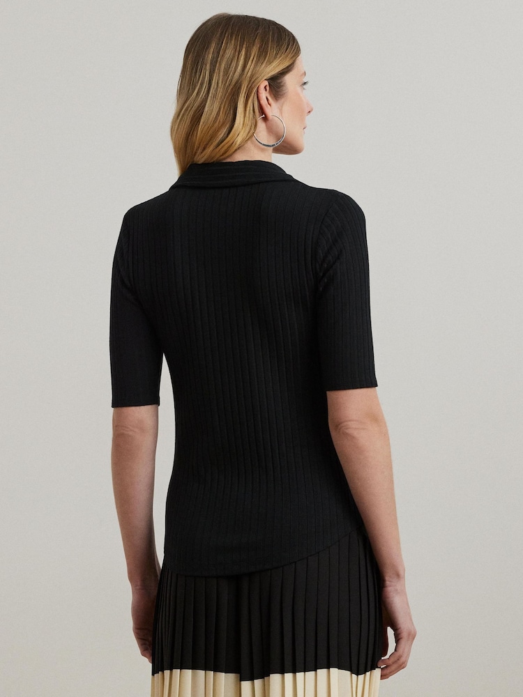 Lauren Ralph Lauren Mazikeen Collar Ribbed Polo Shirt - Image 2 of 6