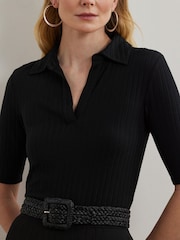 Lauren Ralph Lauren Mazikeen Collar Ribbed Polo Shirt - Image 4 of 6