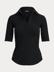 Lauren Ralph Lauren Mazikeen Collar Ribbed Polo Shirt - Image 6 of 6