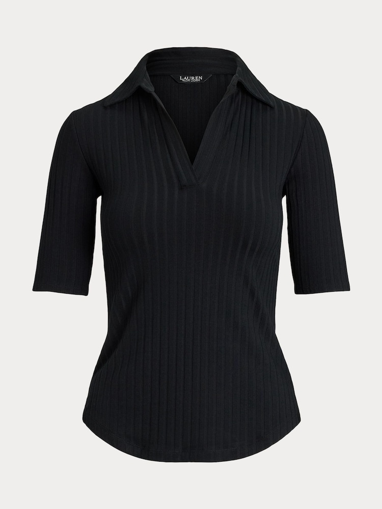 Lauren Ralph Lauren Mazikeen Collar Ribbed Polo Shirt - Image 6 of 6 Lauren Ralph Lauren Mazikeen Collar Ribbed Polo Shirt - Image 6 of 6