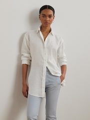 Lauren Ralph Lauren Zavandra Linen Embroidered Logo Shirt - Image 1 of 6