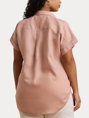 Lauren Ralph Lauren Curve Broono Linen Logo Short Sleeve Shirt - Image 2 of 6