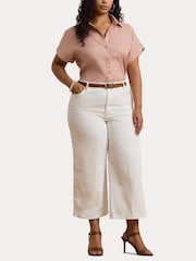 Lauren Ralph Lauren Curve Broono Linen Logo Short Sleeve Shirt - Image 4 of 6