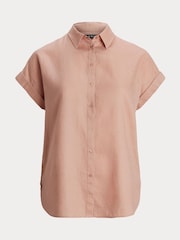 Lauren Ralph Lauren Curve Broono Linen Logo Short Sleeve Shirt - Image 6 of 6