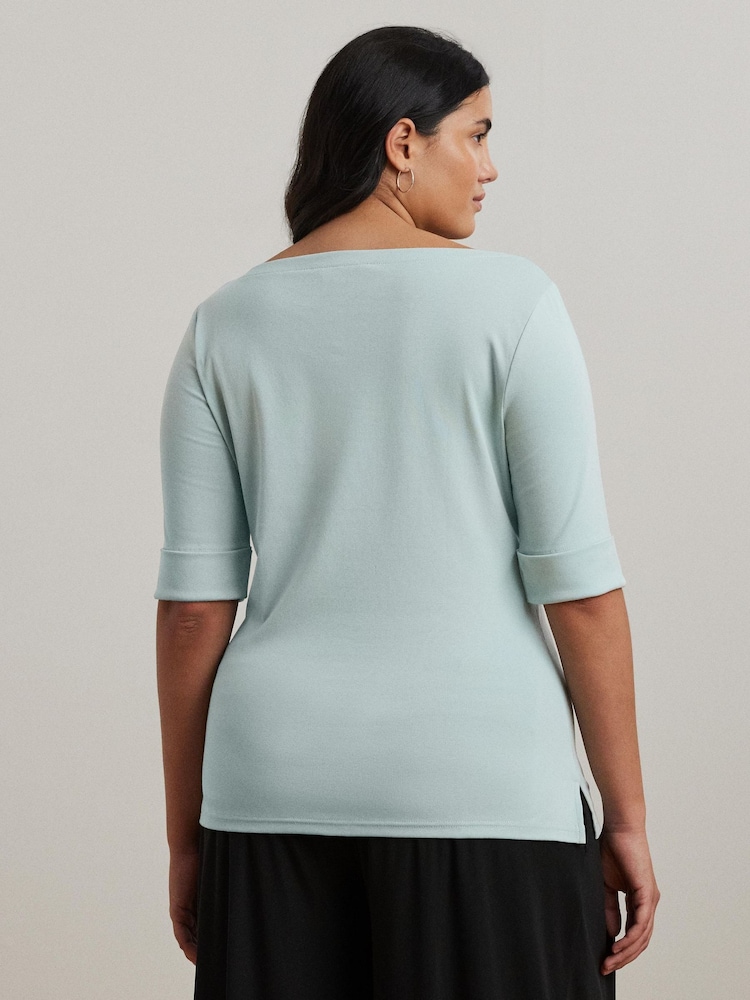 Lauren Ralph Lauren Curve Judy Stretch Cotton Boatneck T-Shirt - Image 2 of 6 Lauren Ralph Lauren Curve Judy Stretch Cotton Boatneck T-Shirt - Image 2 of 6