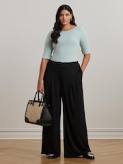 Lauren Ralph Lauren Curve Judy Stretch Cotton Boatneck T-Shirt - Image 3 of 6