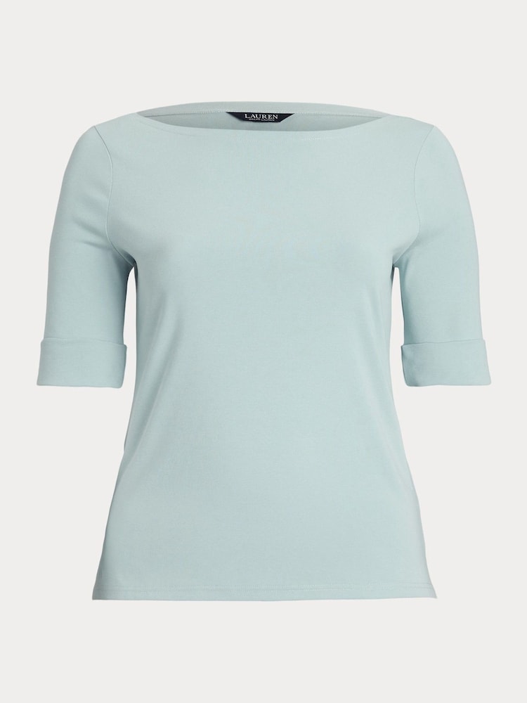 Lauren Ralph Lauren Curve Judy Stretch Cotton Boatneck T-Shirt - Image 6 of 6 Lauren Ralph Lauren Curve Judy Stretch Cotton Boatneck T-Shirt - Image 6 of 6