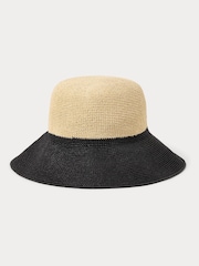 Lauren Ralph Lauren Crochet Logo Contrast Straw Beach Sun Black Hat - Image 2 of 2