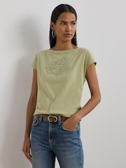 Lauren Ralph Lauren Grieta Floral Emrodiered T-Shirt - Image 1 of 5