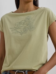 Lauren Ralph Lauren Grieta Floral Emrodiered T-Shirt - Image 4 of 5