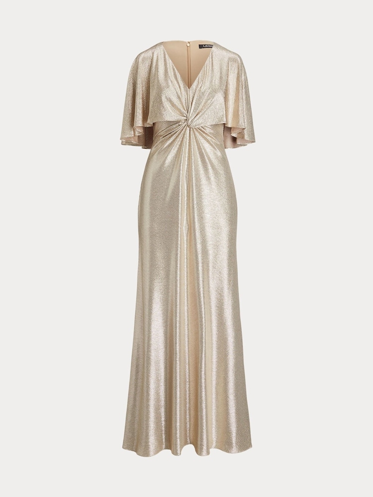 Lauren Ralph Lauren Phinya Foil Print Cape Brown Jersey Gown Dress - Image 8 of 8 Lauren Ralph Lauren Phinya Foil Print Cape Brown Jersey Gown Dress - Image 8 of 8
