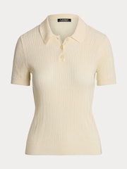 Lauren Ralph Lauren Natrissa Embridered Logo Cable Knit Polo Shirt - Image 5 of 5