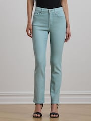 Lauren Ralph Lauren Cream Light Wash High Rise Straight Leg Denim Jeans - Image 1 of 6