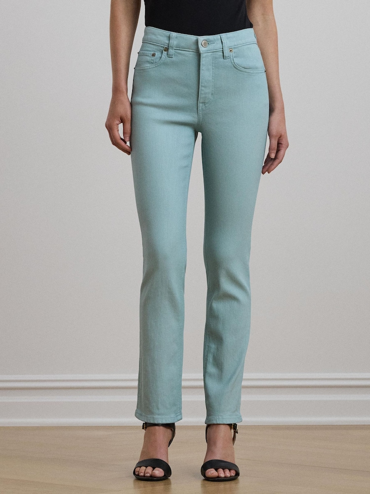 Lauren Ralph Lauren Cream Light Wash High Rise Straight Leg Denim Jeans - Image 1 of 6