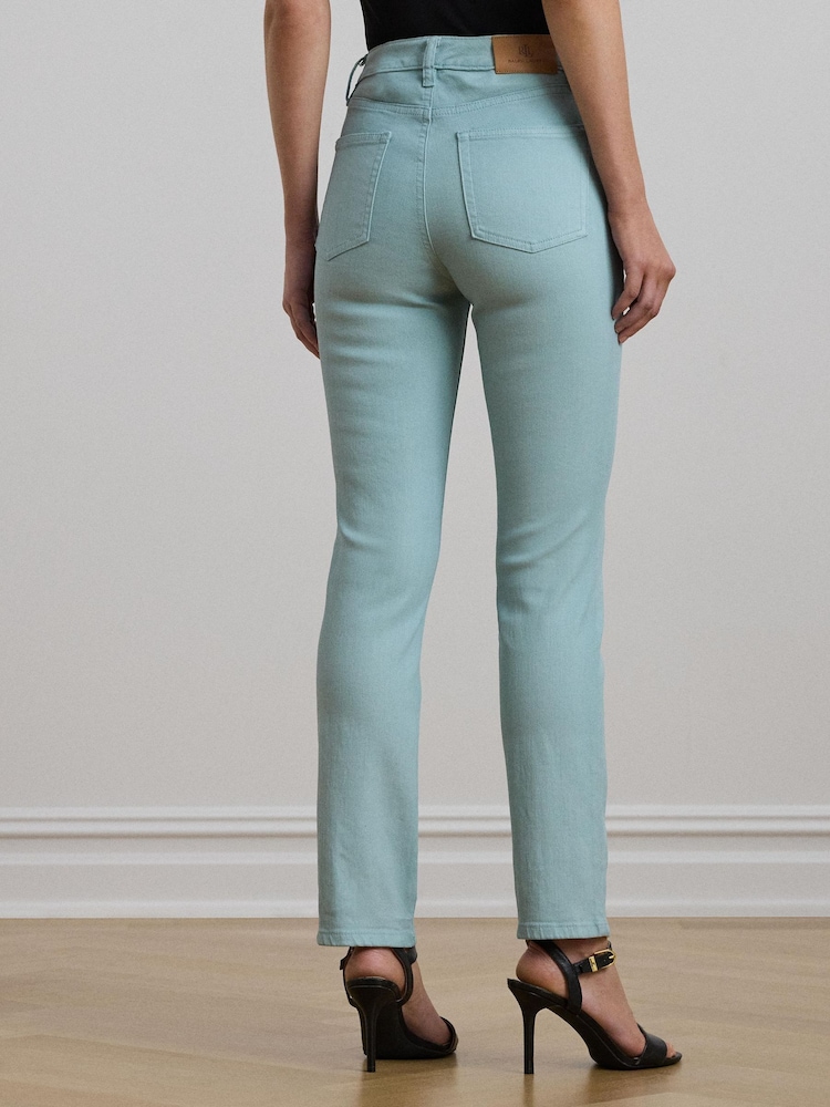 Lauren Ralph Lauren Cream Light Wash High Rise Straight Leg Denim Jeans - Image 2 of 6