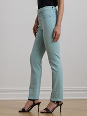 Lauren Ralph Lauren Cream Light Wash High Rise Straight Leg Denim Jeans - Image 3 of 6