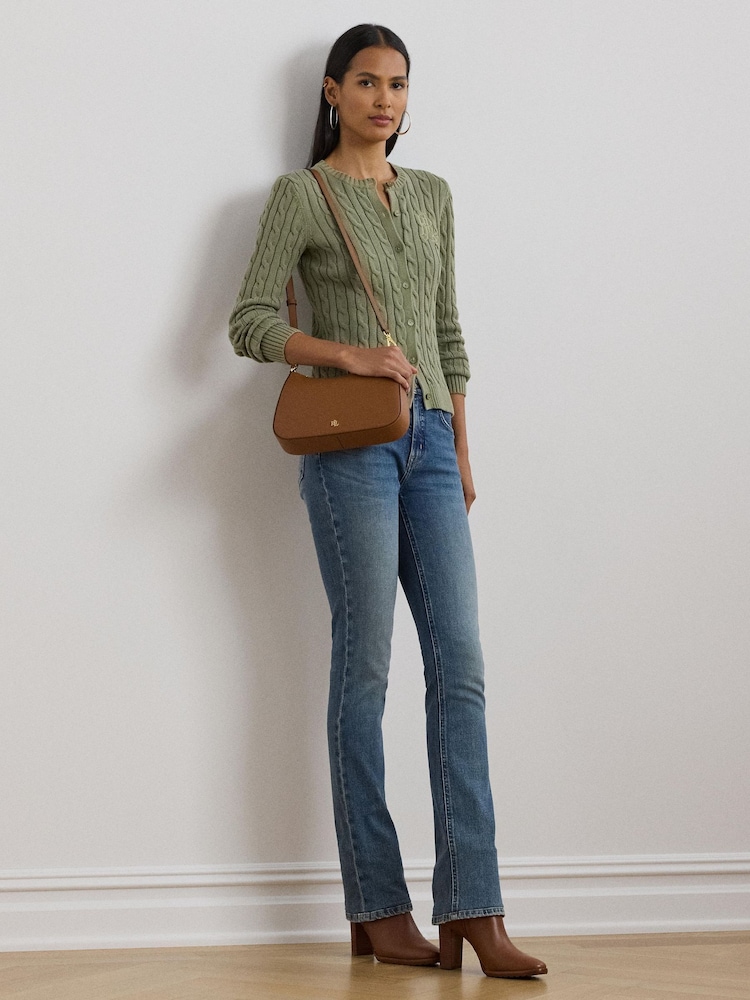 Зеленый - Кардиган с узором "косичка" и логотипом Lauren Ralph Lauren Ralhan - Image 2 of 8