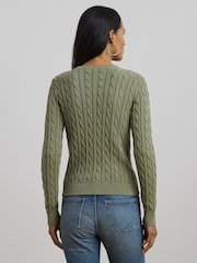 Зеленый - Кардиган с узором "косичка" и логотипом Lauren Ralph Lauren Ralhan - Image 3 of 8