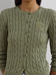 Зеленый - Кардиган с узором "косичка" и логотипом Lauren Ralph Lauren Ralhan - Image 4 of 8
