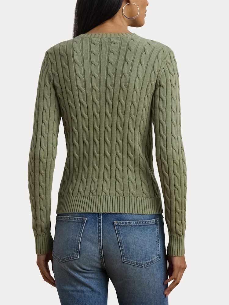 Lauren Ralph Lauren Ralhan Cable Knit Crest Logo Cardigan - Image 5 of 8