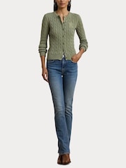 Зеленый - Кардиган с узором "косичка" и логотипом Lauren Ralph Lauren Ralhan - Image 7 of 8