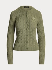 Зеленый - Кардиган с узором "косичка" и логотипом Lauren Ralph Lauren Ralhan - Image 8 of 8