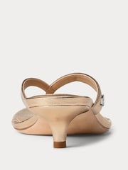 Lauren Ralph Lauren Francesa Silver Metallic Leather Kitten Heel Flip Flop Sandals - Image 3 of 4