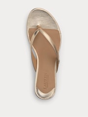 Lauren Ralph Lauren Francesa Silver Metallic Leather Kitten Heel Flip Flop Sandals - Image 4 of 4