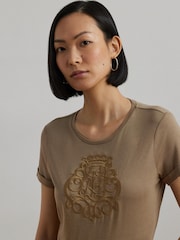 Lauren Ralph Lauren Hailly Graphic Logo Brown T-Shirt - Image 2 of 5