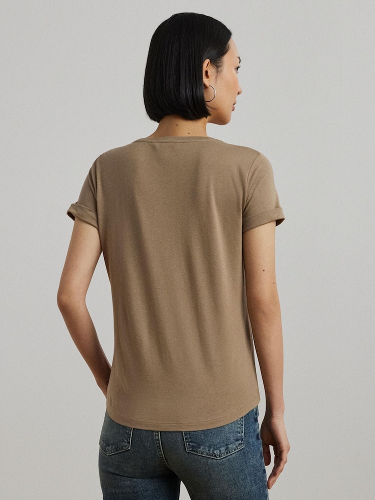 Lauren Ralph Lauren Hailly Graphic Logo Brown T-Shirt - Image 3 of 5