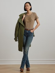 Lauren Ralph Lauren Hailly Graphic Logo Brown T-Shirt - Image 4 of 5