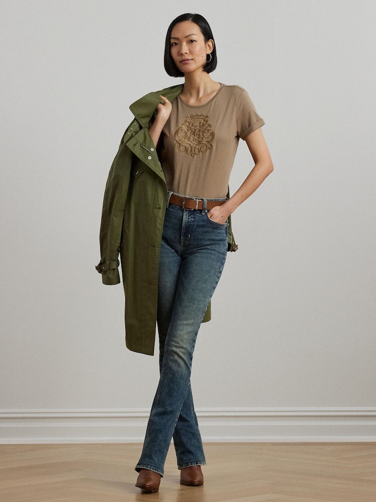 Lauren Ralph Lauren Hailly Graphic Logo Brown T-Shirt - Image 4 of 5
