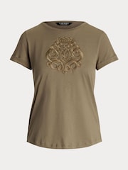 Lauren Ralph Lauren Hailly Graphic Logo Brown T-Shirt - Image 5 of 5