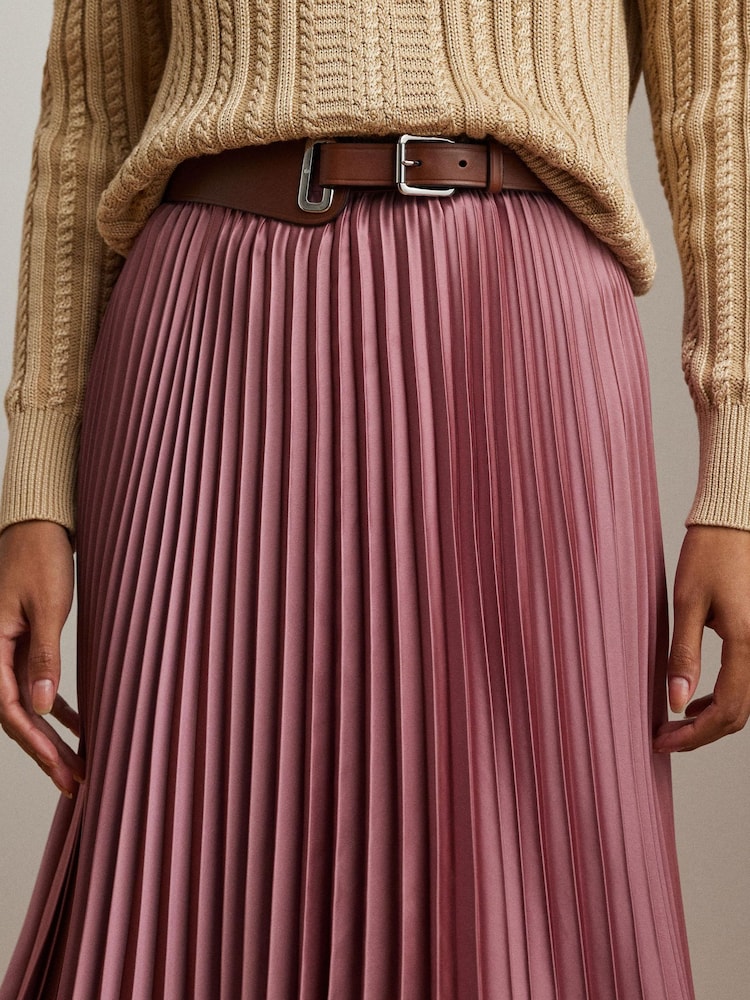 Lauren Ralph Lauren Suzu Pleated Satin Charmeuse A Line Midi Skirt - Image 4 of 6