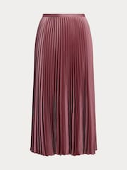 Lauren Ralph Lauren Suzu Pleated Satin Charmeuse A Line Midi Skirt - Image 6 of 6