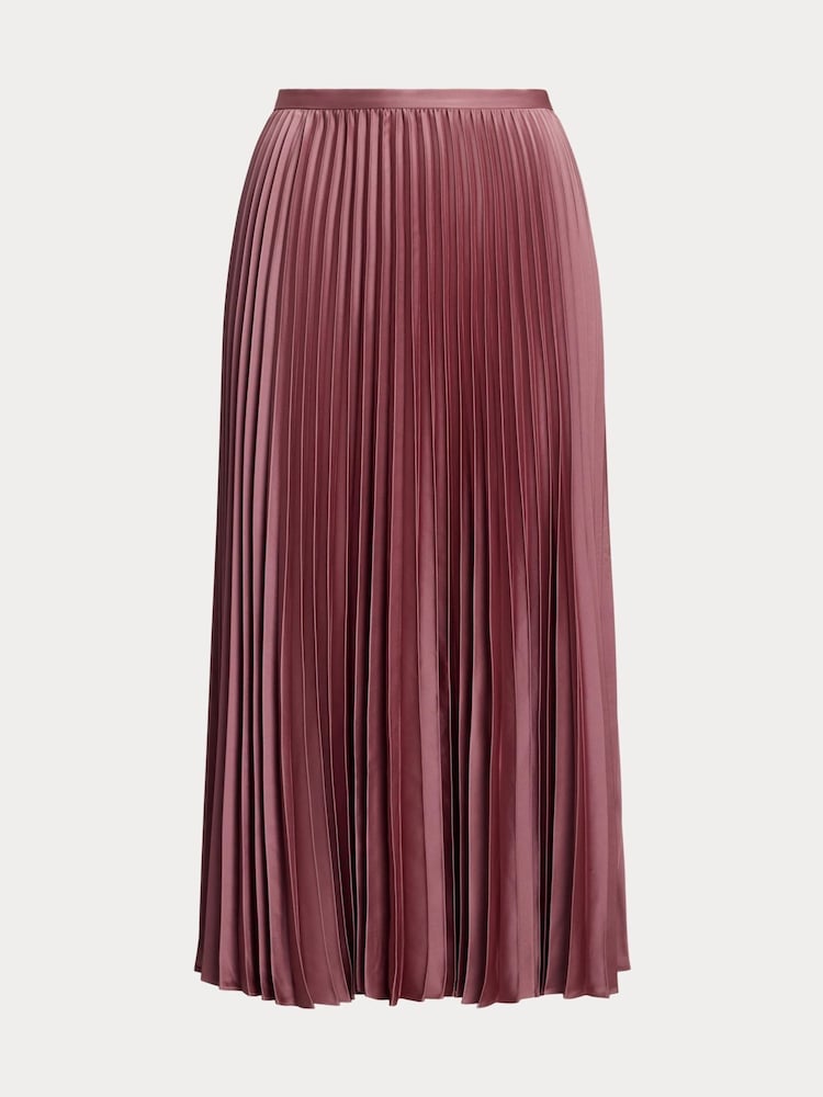 Lauren Ralph Lauren Suzu Pleated Satin Charmeuse A Line Midi Skirt - Image 6 of 6