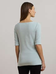 Lauren Ralph Lauren Judy Stretch Cotton Boatneck Top - Image 2 of 5