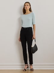 Lauren Ralph Lauren Judy Stretch Cotton Boatneck Top - Image 4 of 5