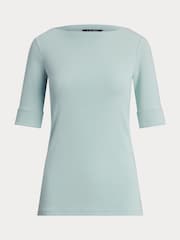 Lauren Ralph Lauren Judy Stretch Cotton Boatneck Top - Image 5 of 5