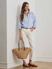 Lauren Ralph Lauren Zavandra Linen Embroidered Logo Shirt - Image 3 of 5