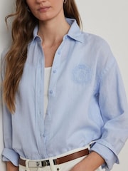 Lauren Ralph Lauren Zavandra Linen Embroidered Logo Shirt - Image 4 of 5