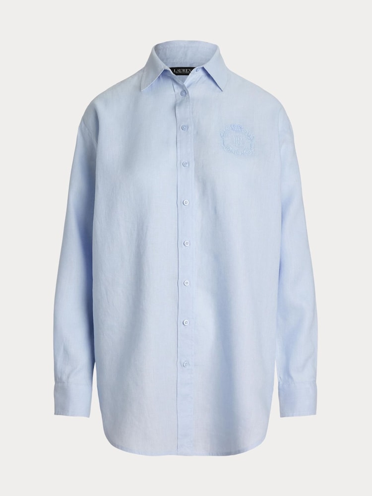 Lauren Ralph Lauren Zavandra Linen Embroidered Logo Shirt - Image 5 of 5