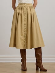 Lauren Ralph Lauren Draybe Silky Pleated Full Brown Skirt - Bild 1 von 5