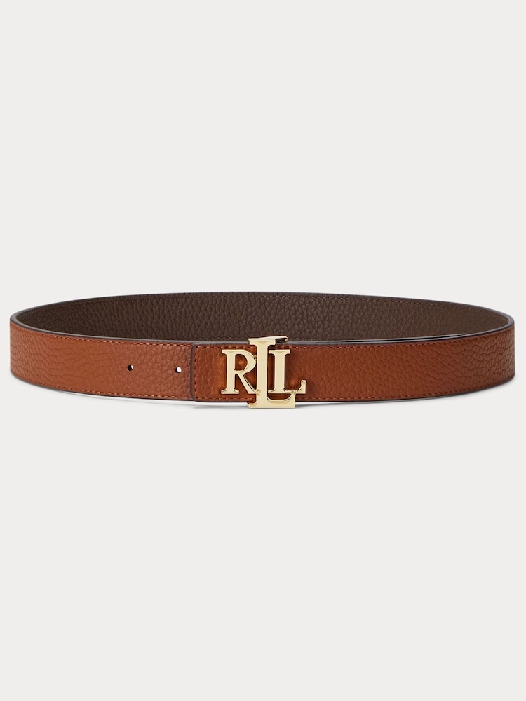 Lauren Ralph Lauren Logo Reversible Pebbled Leather Belt - Image 1 of 3