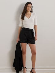 Lauren Ralph Lauren Judy V-Neck Elbow Jersey T-Shirt - Image 3 of 8