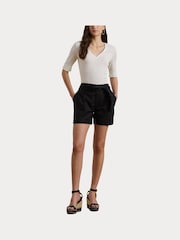Lauren Ralph Lauren Judy V-Neck Elbow Jersey T-Shirt - Image 6 of 8