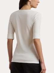 Lauren Ralph Lauren Judy V-Neck Elbow Jersey T-Shirt - Image 7 of 8