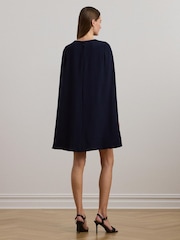 Lauren Ralph Lauren Blue Belted Cape Georgette Cocktail Dress - Bild 3 von 5