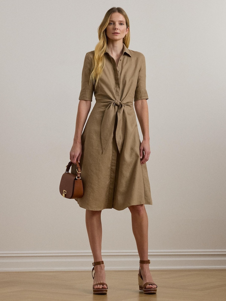 Lauren Ralph Lauren Wakana 100% Linen Belted Shirt Dress - Image 1 of 8