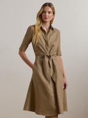 Lauren Ralph Lauren Wakana 100% Linen Belted Shirt Dress - Image 2 of 8